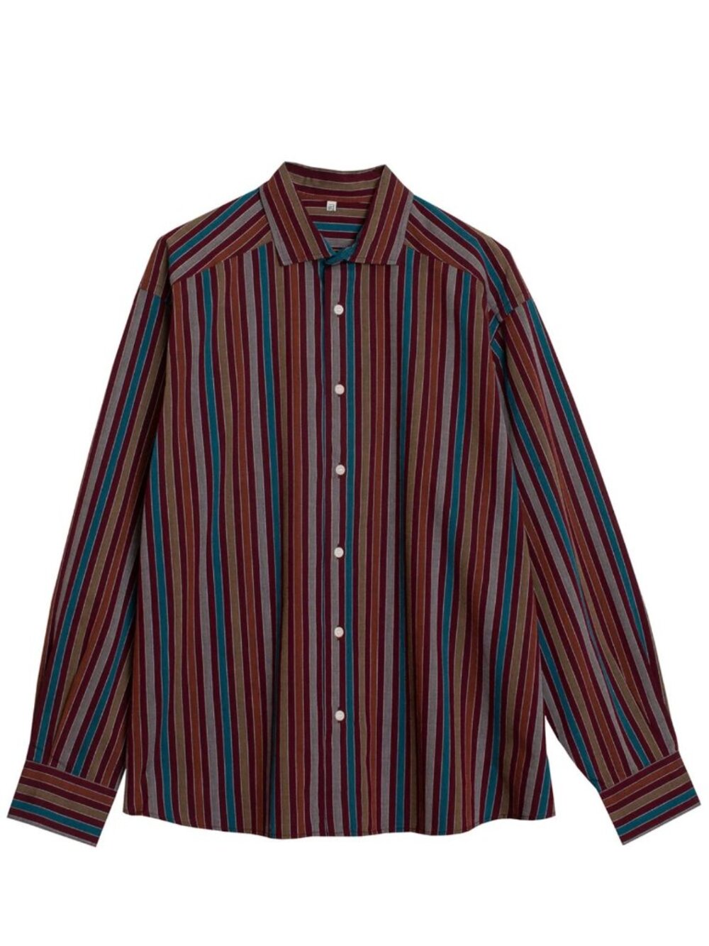 Maroon Multi Stripe Claude Shirt from Baserange. - Picture 2 of 5